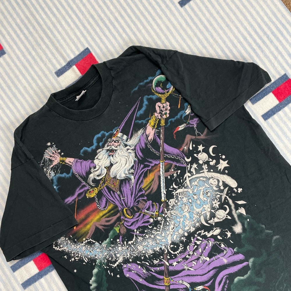 Vintage 1994 Liquid Blue Wizard Double Sided AOP all over print tee shirt - Picture 4 of 16